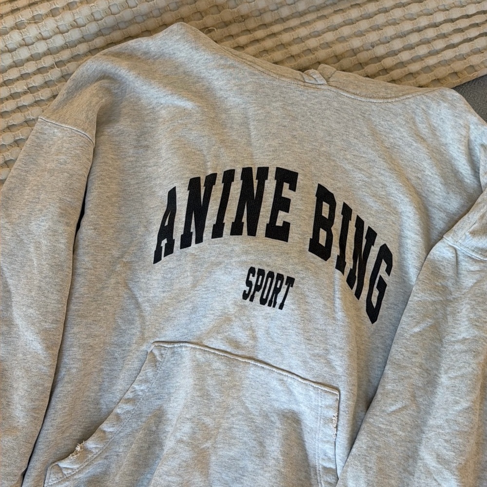 Anine Bing Gray Logo Crewneck Sweatshirt